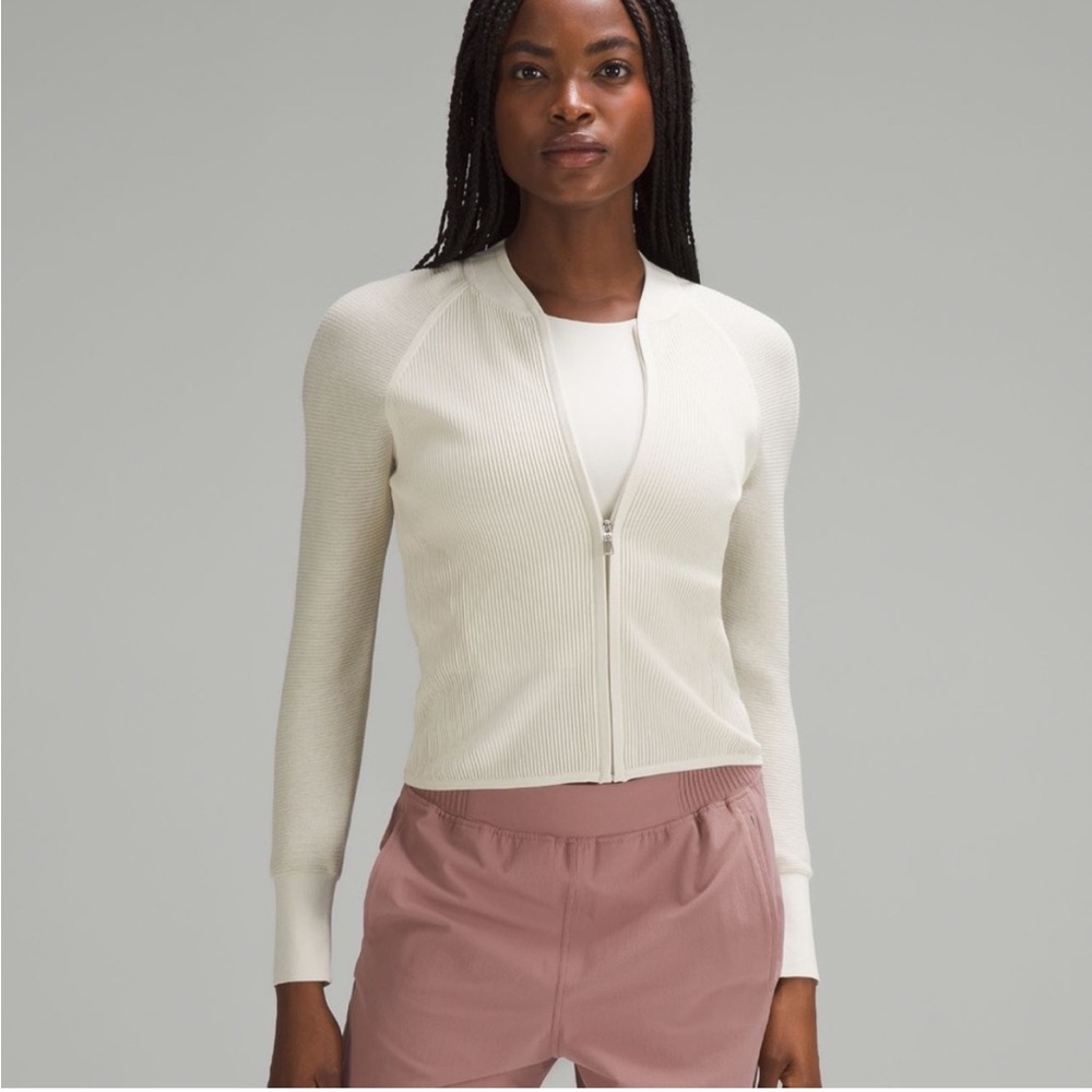 OFFER Lululemon lightweight rib knit jacket size small bone color